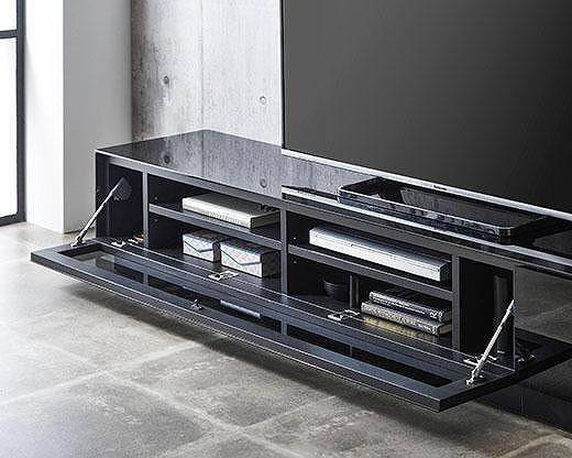 【開梱設置】テレビ台 ルーチェ ガラスタイプ 幅250-300cm TV ブラック 黒 テレビボード TV台 TVボード ローボード 家具