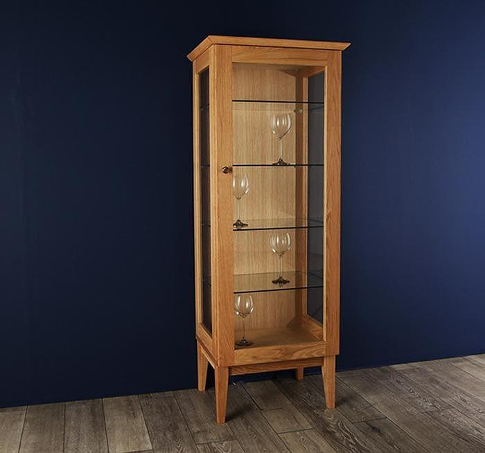 大川家具 デイジー 55cm ガラスキャビネット  コレクションボード天然木オーク(ナラ) 野中木工所