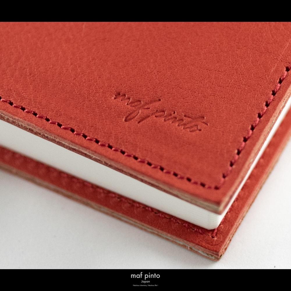 maf pinto (マフ ピント) レザー手帳カバー A6 (文庫本サイズ) レッドシュリンク 本革 日本製