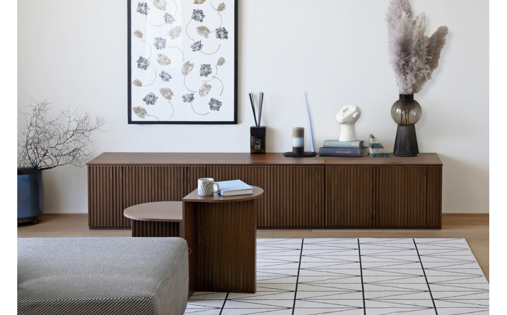 【開梱設置】高野木工 リブシリーズ 150ローボード ウォルナット【10年保証】