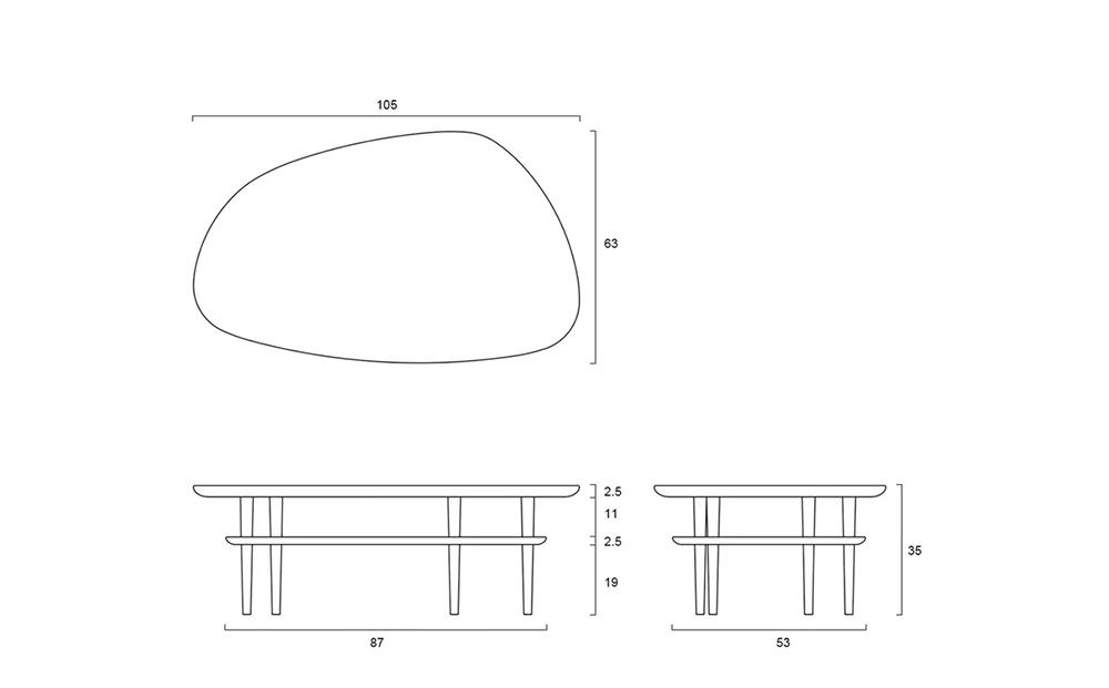 BORDO Clam Table 105 walnut