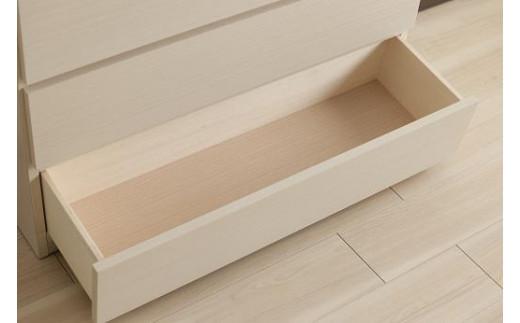 【洗面所などの限られた空間に便利】薄型チェスト 90cm幅5段 (ホワイト木目)