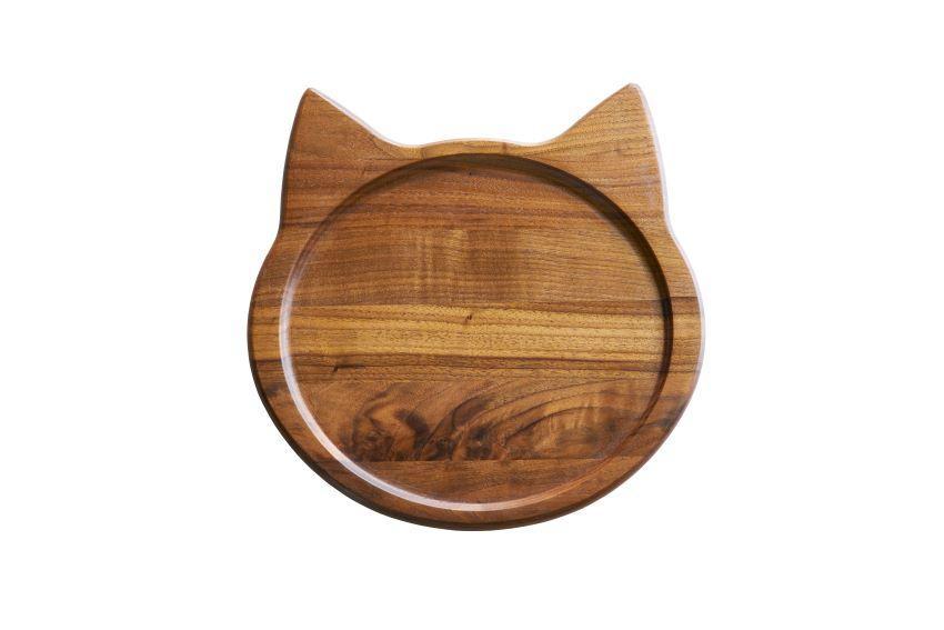 ネコプレート 木のトレイ お盆 1枚 ウォールナット