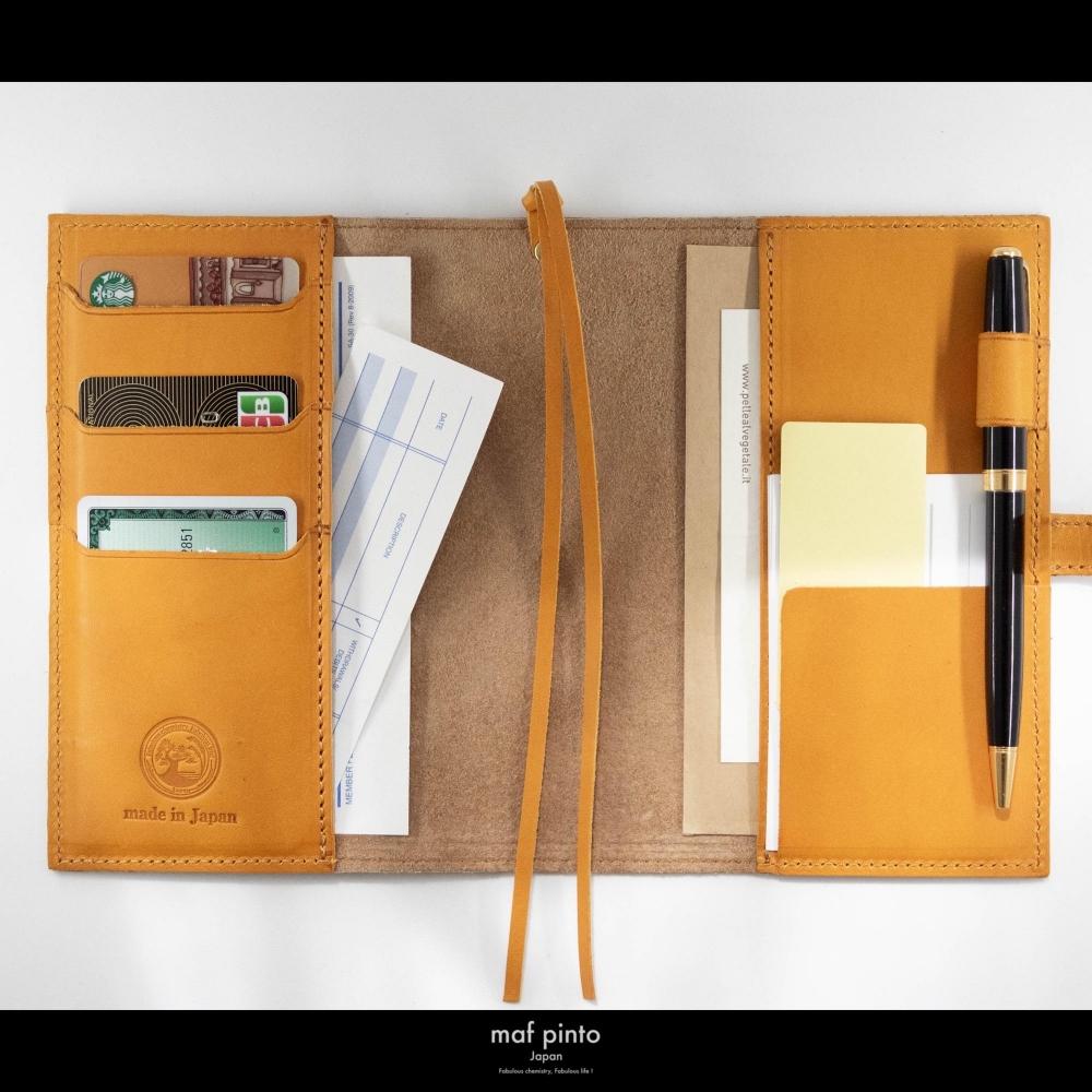 maf pinto (マフ ピント) レザー手帳カバー A6 (文庫本サイズ) イエロー 本革 日本製