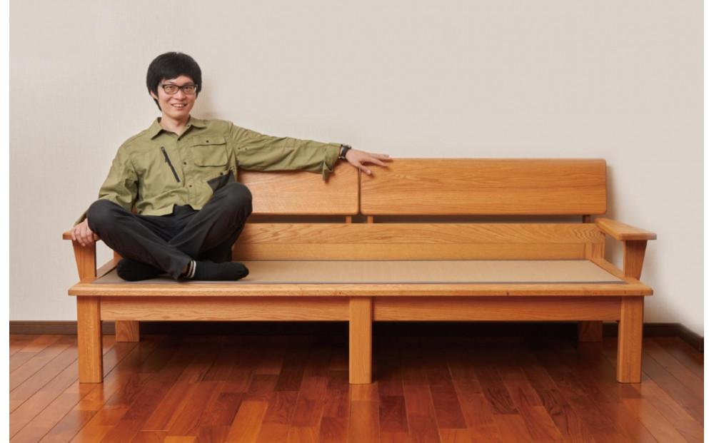 あぐらソファー 暁 3P センダン 3人掛け 肘付き 木製 無垢材 大川家具