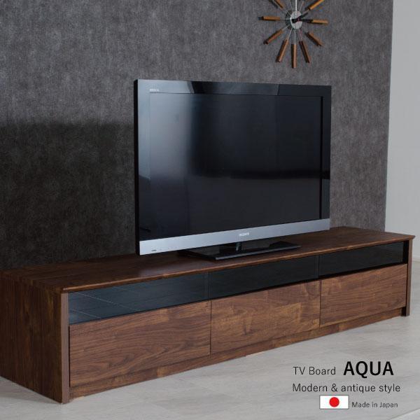 180幅テレビボード 完成品 スモークガラス リビング収納 テレビ台 180センチ【ウォールナット柄（ブラウン色）】