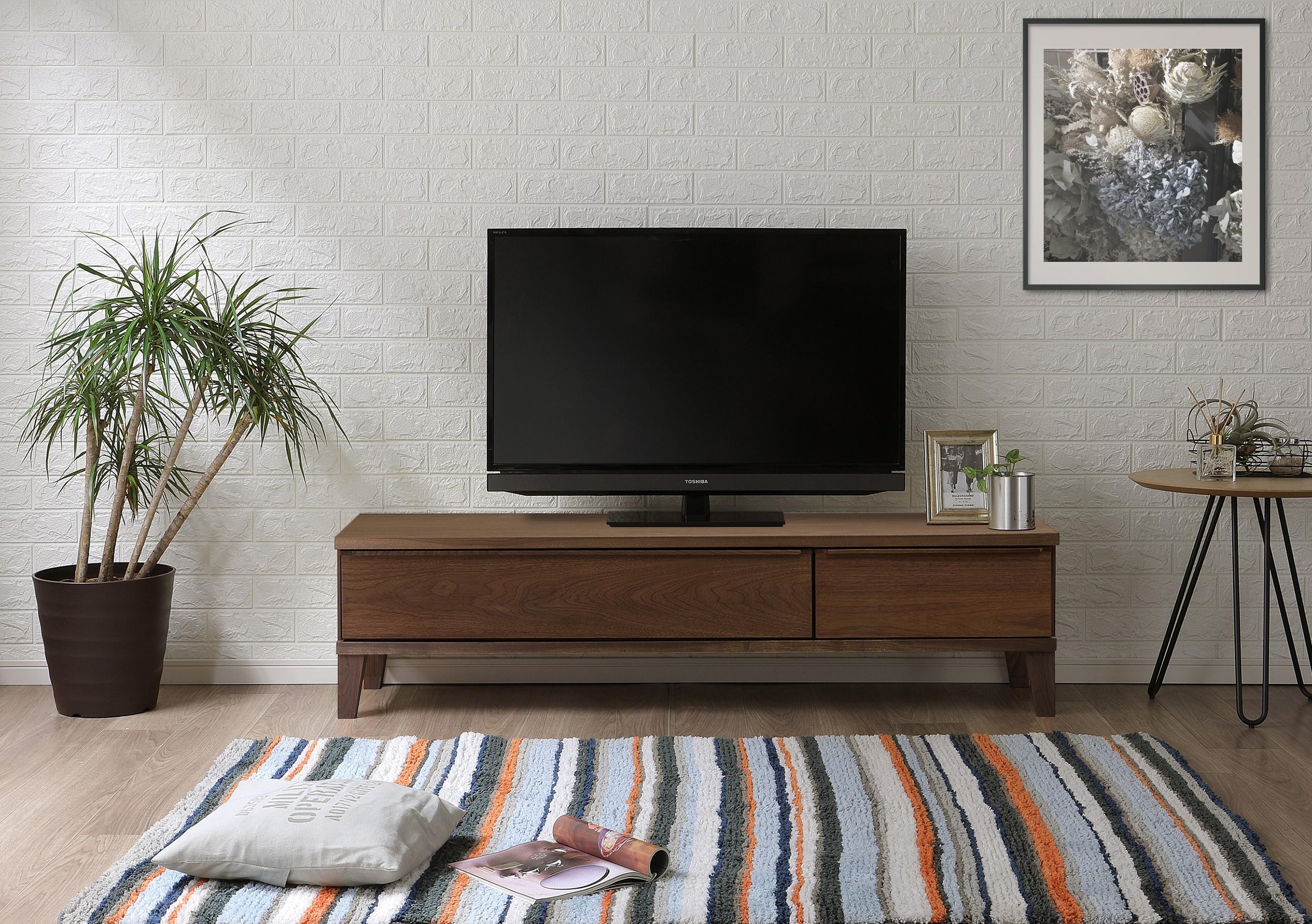 大川家具 幅153cm テレビボード ウォールナット -leo-レオ