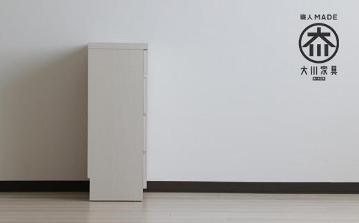 【洗面所などの限られた空間に便利】薄型チェスト 45cm幅4段 (ホワイト木目)