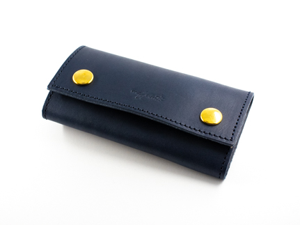 maf pinto レザーキーケース 本革 鍵入れ コンパクト マルチ カードキー ネイビー