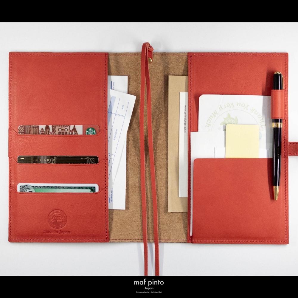 maf pinto (マフ ピント) レザー手帳カバー A5 レッドシュリンク 本革 日本製