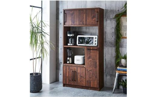 【開梱設置】食器棚 レンジ台 キッチンボード 令和 幅83 ウォールナット