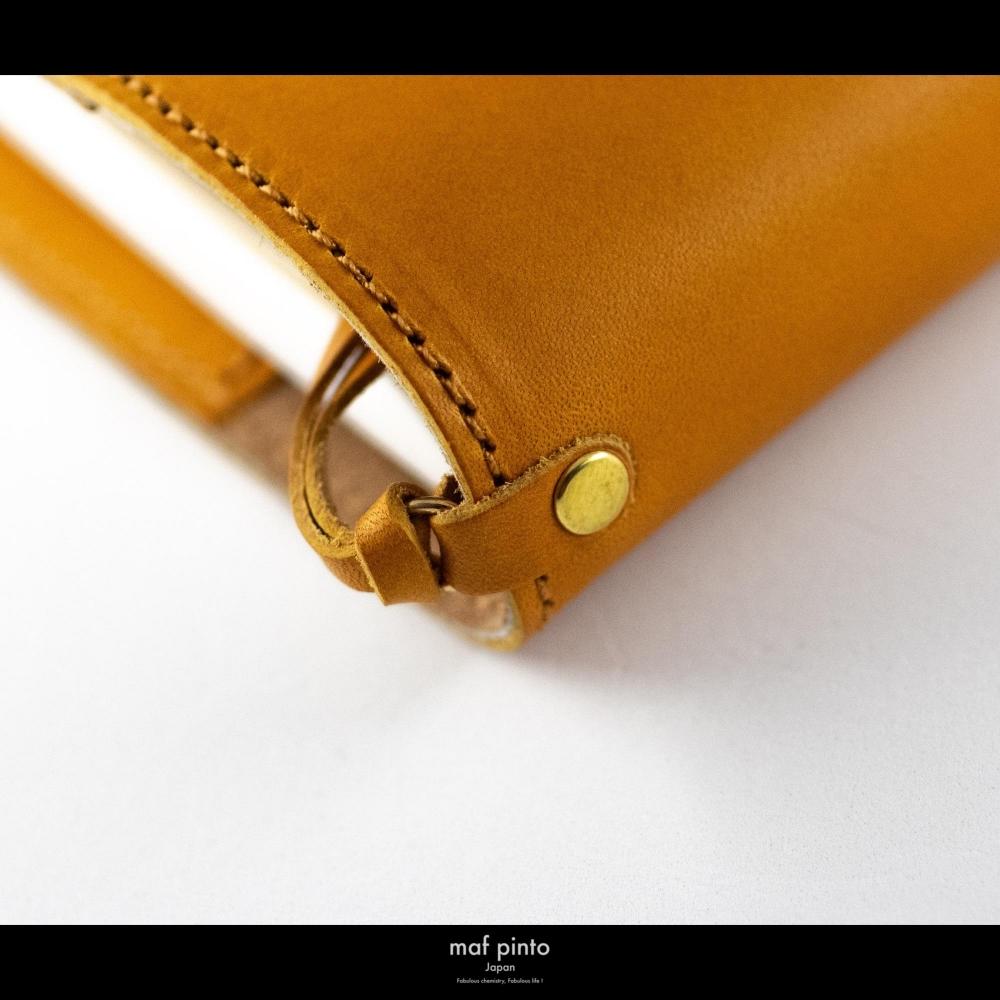 maf pinto (マフ ピント) レザー手帳カバー A6 (文庫本サイズ) イエロー 本革 日本製