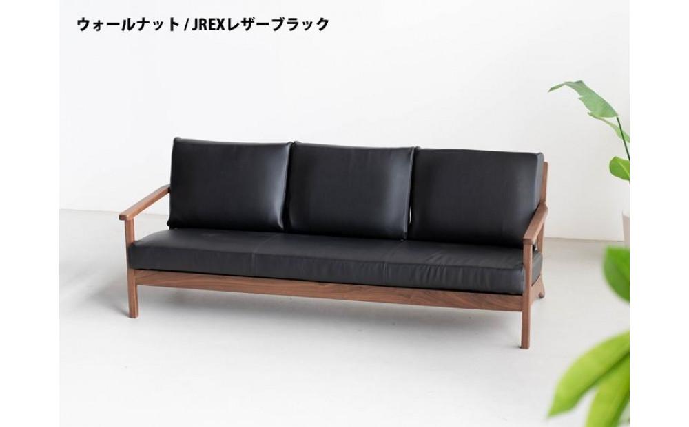 コペンハーゲン01 3Pソファ ウォールナット／JREX ブラック 幅189 奥行76 高さ70