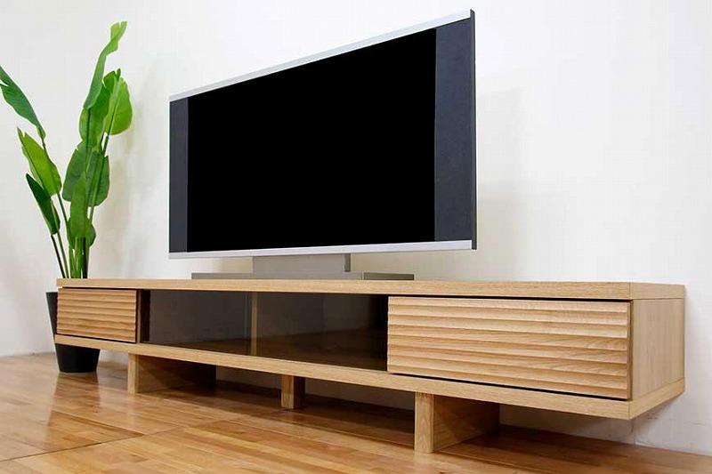 テレビ台 テレビボード 幅200 ホワイトオーク 無垢材 引き出し 収納 デッキ収納 TV台 ローボード 脚付き 大川家具 丸田木工 リード