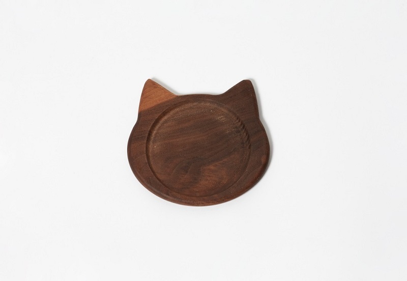 ネココースター（2枚セット／ウォールナット）