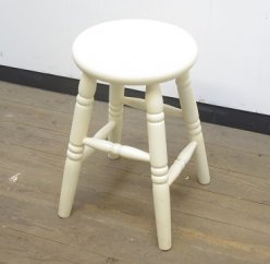 H45 丸スツール アンティークホワイト仕上げ