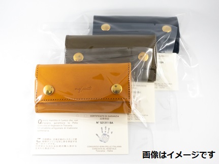 maf pinto レザーキーケース 本革 鍵入れ コンパクト マルチ カードキー オレンジシュリンク