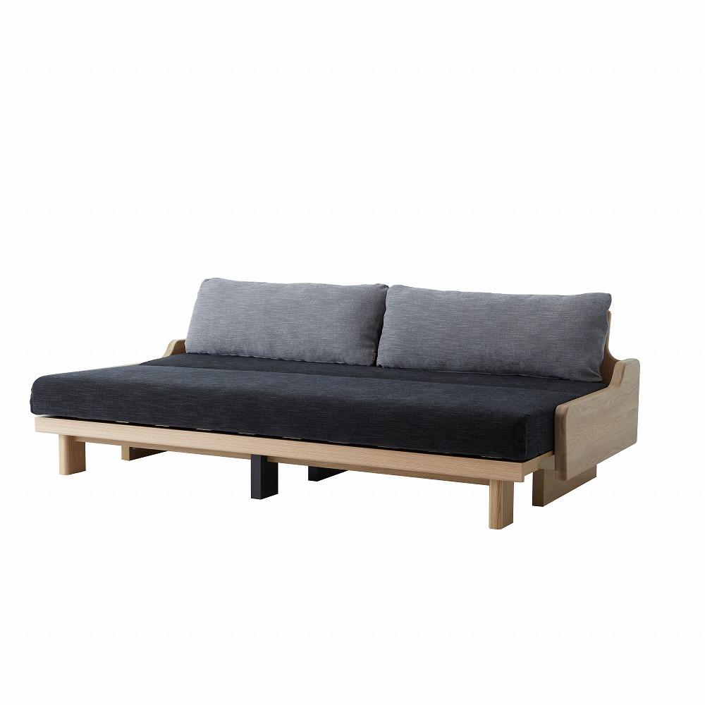 【大川家具】「ごろ寝ソファベッド」レスト 200：ナチュラル×ダークグレー【モーブル】