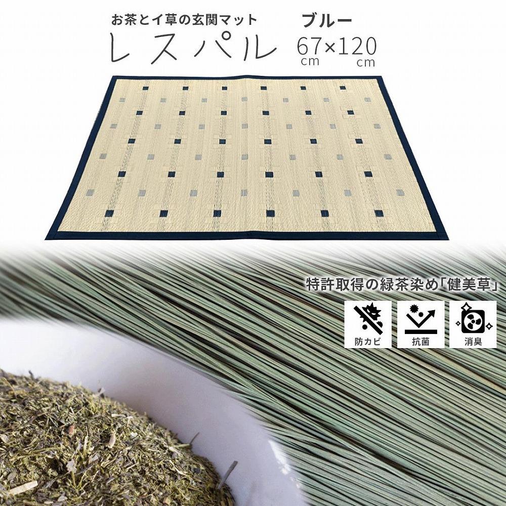 い草玄関マット　DXレスパル　ブルー　67×120