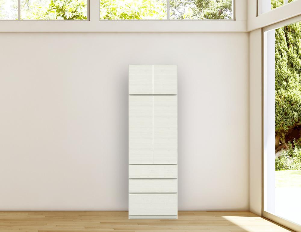 ヴァイス 幅60cm 板戸キャビネット リビングキャビネット 壁面収納 リビング収納 ガラス棚 高級 大川家具【開梱設置】