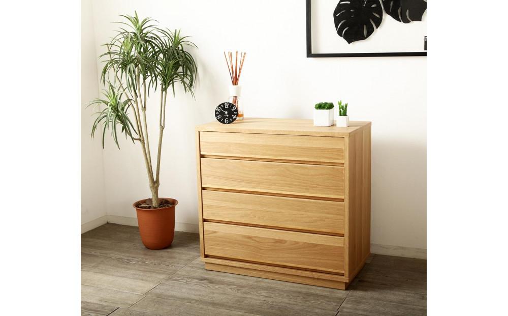 大川家具 ティレ 80cmリビングチェスト 台輪 天然木オーク(ナラ)