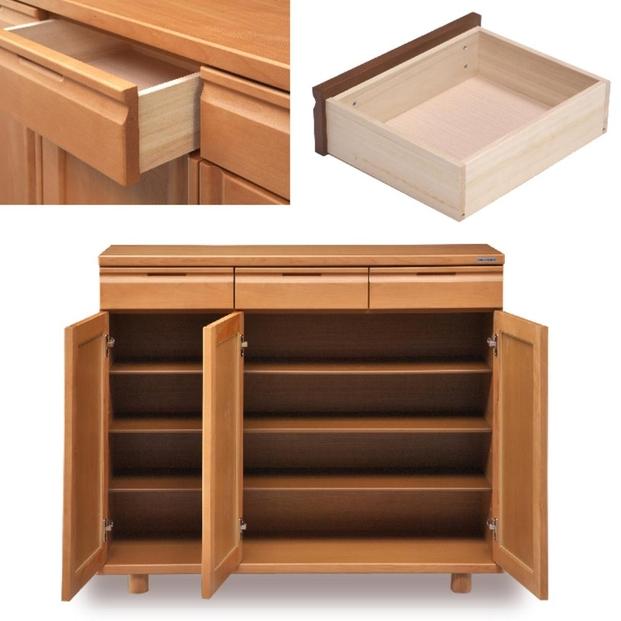 大川家具　シューズボックス　やぐら1200Lバーチ　幅120cm  靴箱 収納【3材質】