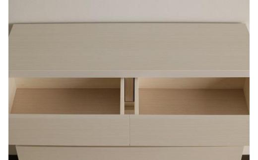 【洗面所などの限られた空間に便利】薄型チェスト 90cm幅4段 (ホワイト木目)