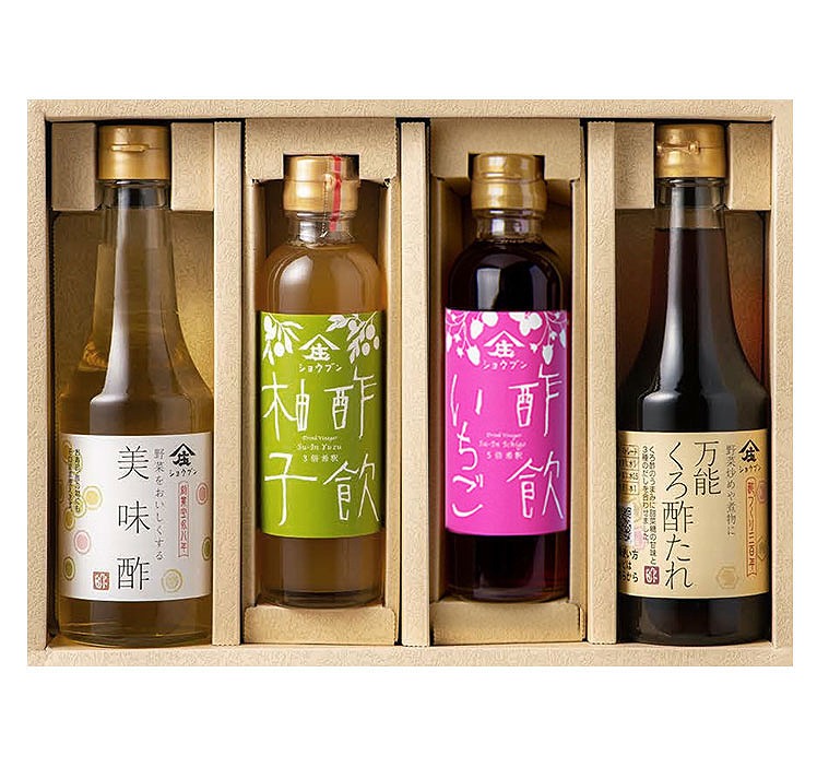 お料理上手セットA（美味酢・酢飲柚子・酢飲いちご・万能くろ酢たれ）