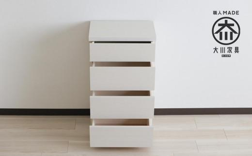 【洗面所などの限られた空間に便利】薄型チェスト 45cm幅4段 (ホワイト木目)