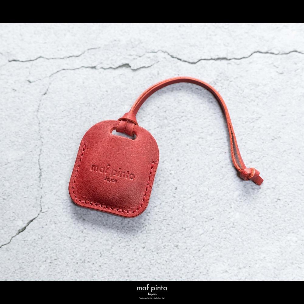 maf pinto (マフ ピント) air tag ケース カバー スクエア 保護 レッド レザー 本革 日本製