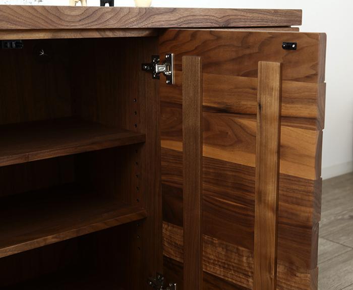 大川家具 クレーター 120cmリビングボード 台輪 天然木ウォールナット