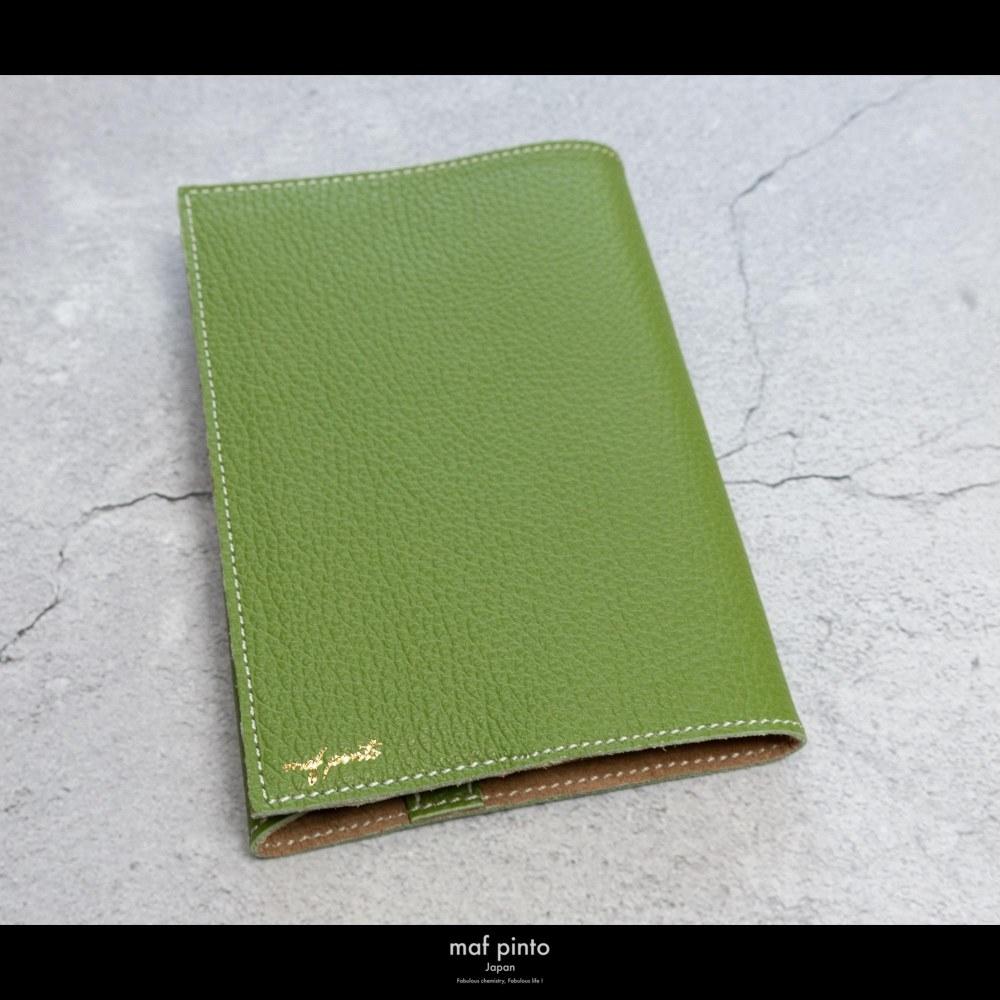maf pinto (マフ ピント) レザーブックカバー 四六判サイズ ADRIA LINE グリーンティー 本革 日本製
