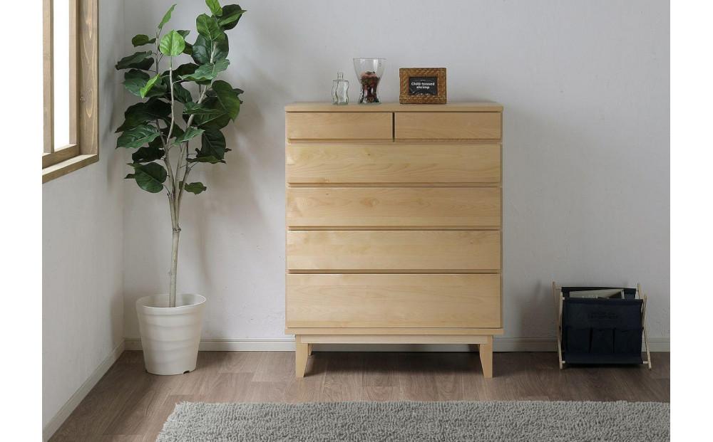 大川家具 幅90cm 5段 チェスト 無垢材 -lahm-ラーム