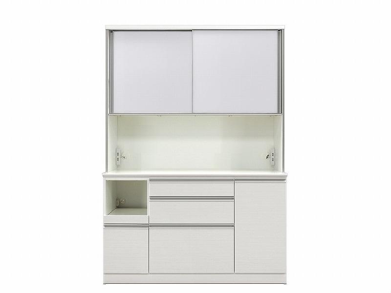 シュシュ キッチンボード 幅140cm オープンボード カップボード 引き戸 食器棚 完成品 ダイニングボード 大川家具