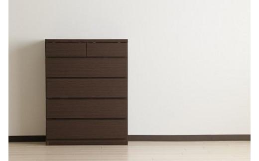 【洗面所などの限られた空間に便利】薄型チェスト 75cm幅5段 (ブラウン木目)