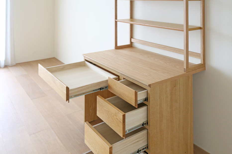 【開梱設置】高野木工 アスター オーダー突板天板 (幅90cm 奥行き60cm) + 60デスク + 30チェスト + 90ラック 天板のみ受注生産 ※チェア別売 ウォルナット【10年保証】