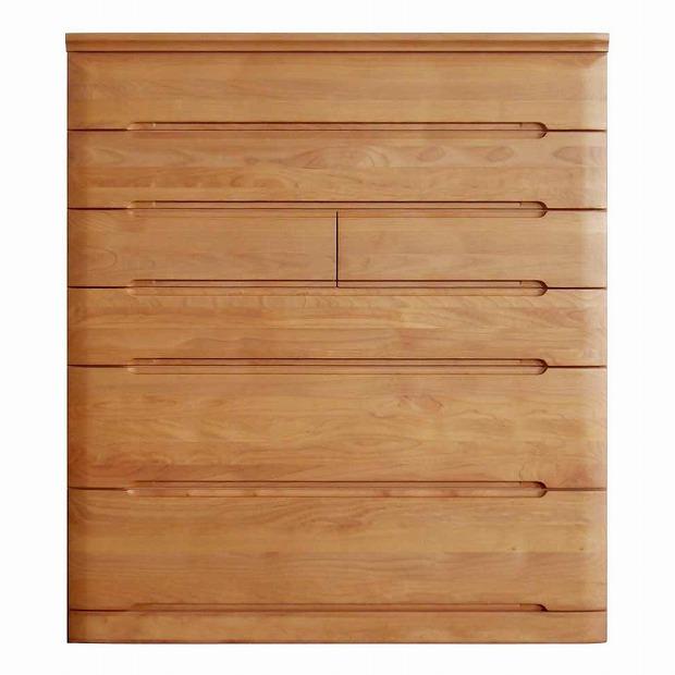 チェスト タンス 幅118 6段 奥行44 アルダー材 ナチュラル色 プラム 桐たんす 箪笥 婚礼家具 衣類収納 大川家具【丸田木工】