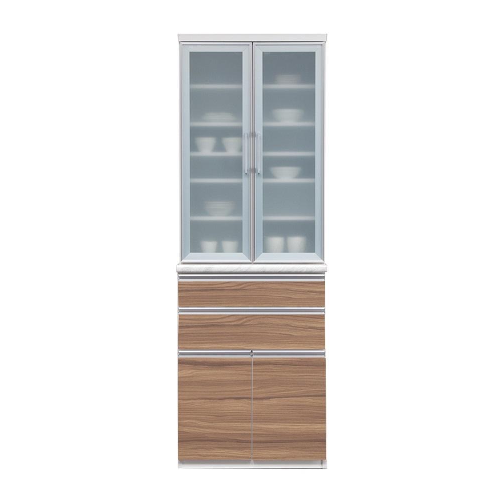 （キングウッド）【開梱設置】 ルシエル 食器棚 幅70cm ダイニングボード 完成品 スリム キッチンボード 木目調 収納棚 大川家具 日本製