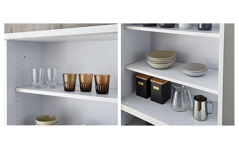 【開梱設置】引き戸 食器棚 ダイニングボード ポエム 幅153.5 （ミスト・クリア・スモークガラス／ホワイト）キッチン収納 大川家具 家具