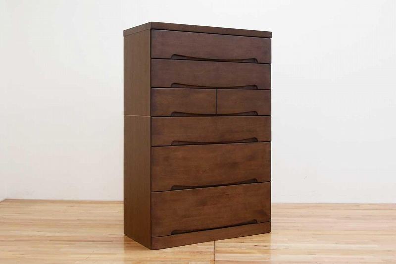 チェスト タンス 幅88 6段 奥行44 ウォールナット色 アルダー材 木製 桐たんす 箪笥 婚礼 衣類収納 完成品 大川家具 丸田木工 サーフ
