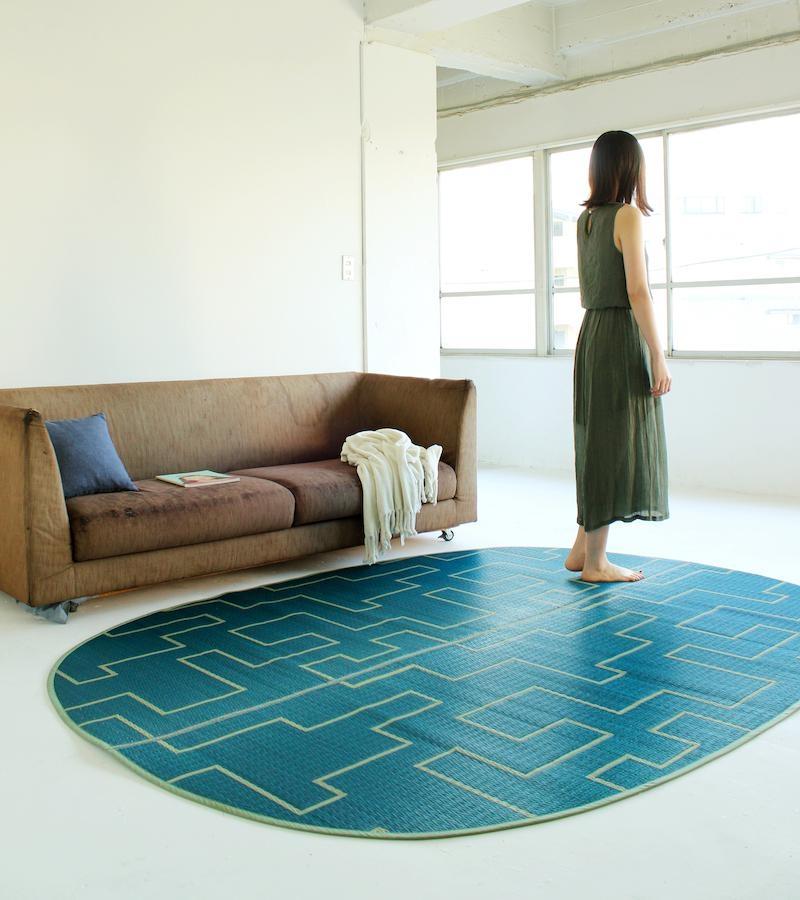 OTO い草ラグ(L)190×190cm【KAKU-KAKU BL】