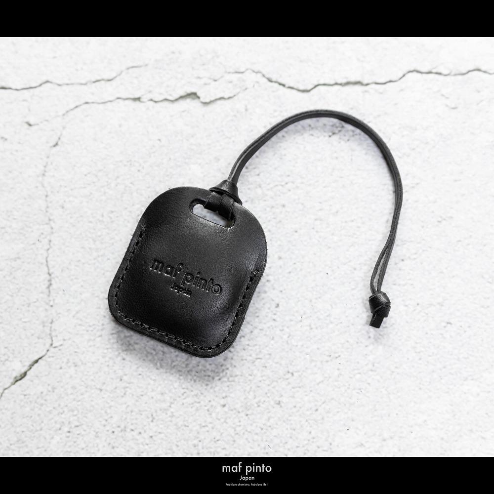maf pinto (マフ ピント) air tag ケース カバー スクエア 保護 ブラック レザー 本革 日本製