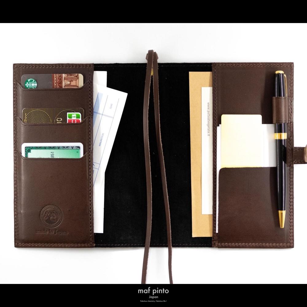 maf pinto (マフ ピント) レザー手帳カバー A6 (文庫本サイズ) ダークブラウン 本革 日本製