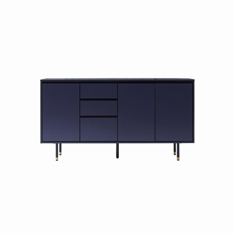 キャビネット 150cmサイドボード マクヴィ＜ネイビー×マーブルブラック＞【モーブル／大川家具】