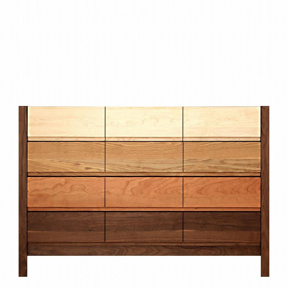 チェスト タンス 幅122 4段 奥行44 MIX 無垢 桐たんす 箪笥 脚付き 木製 婚礼 衣類収納 大川家具 丸田木工 シーズ