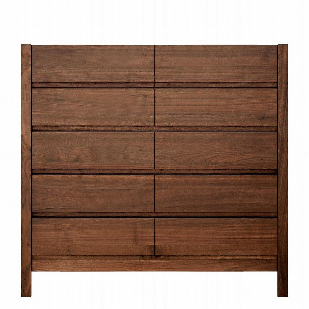 チェスト タンス 幅105 5段 奥行44 ウォールナット 無垢 桐たんす 箪笥 脚付き 木製 婚礼 衣類収納 大川家具 丸田木工 シーズ