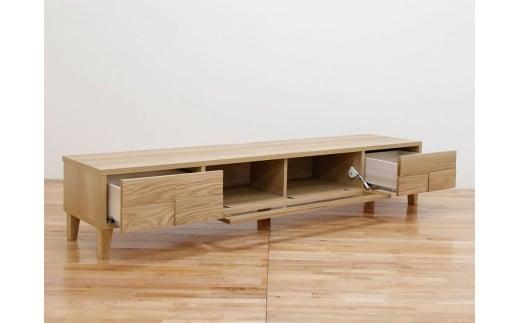 テレビ台 テレビボード 幅200 ホワイトオーク 無垢材 引き出し 収納 デッキ収納 TV台 ローボード 脚付き 大川家具 丸田木工 ボニー