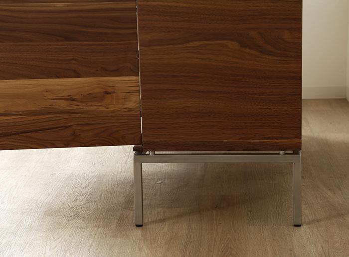 大川家具 ブローディ120リビングボード ステンレス脚 天然木ウォールナット