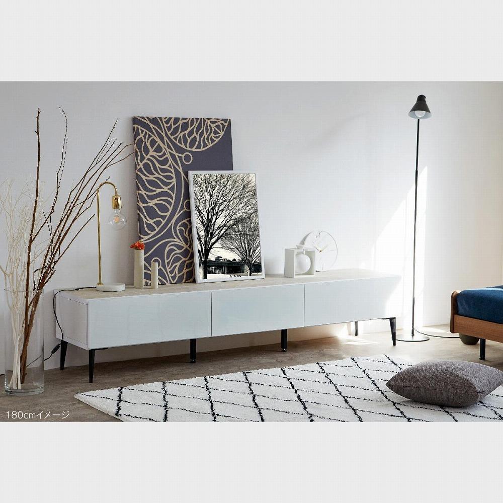 テレビボード 200cm ローボードタイプ リスボン：ホワイト【モーブル】【大川家具】