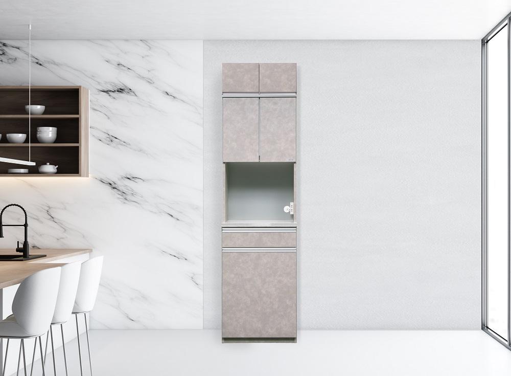 （ムラミグレー）【開梱設置】 オッド 食器棚 幅60cm 上置き付 ダイニングボード 完成品 キッチン収納 スリム 大川家具 キッチンボード